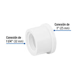 Reducción Bushing de PVC 1-1/4 X 1', Foset
