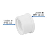 Reducción Bushing de PVC 2 X 1-1/2', Foset