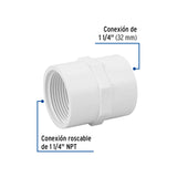 Adaptador Hembra de PVC 1-1/4', Foset