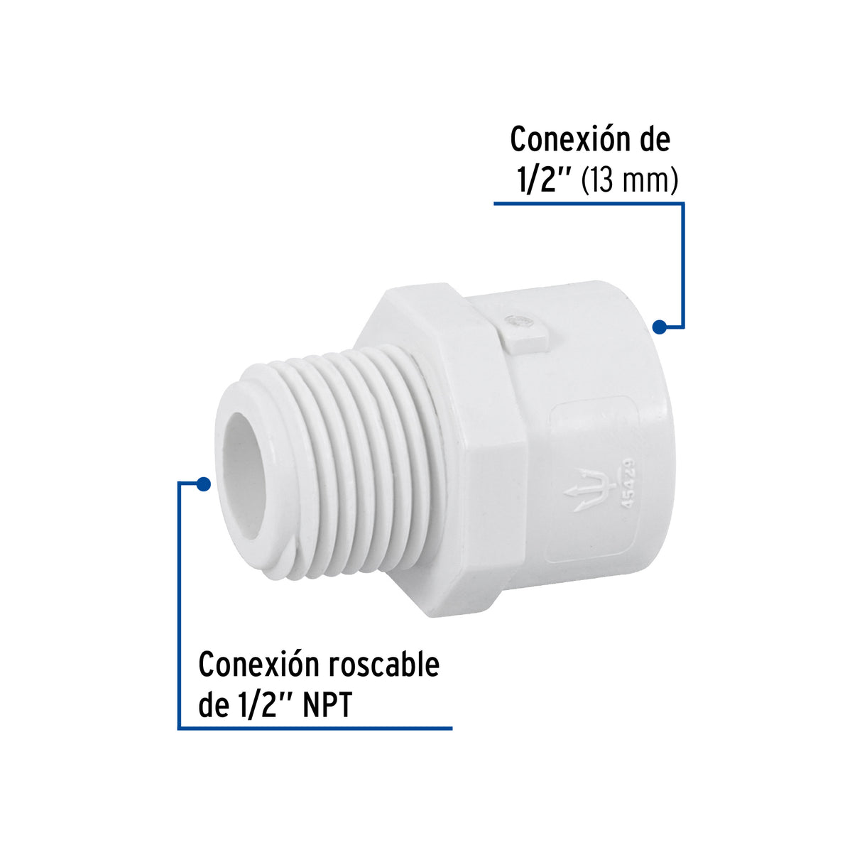 Adaptador Macho de PVC de 1/2', Foset