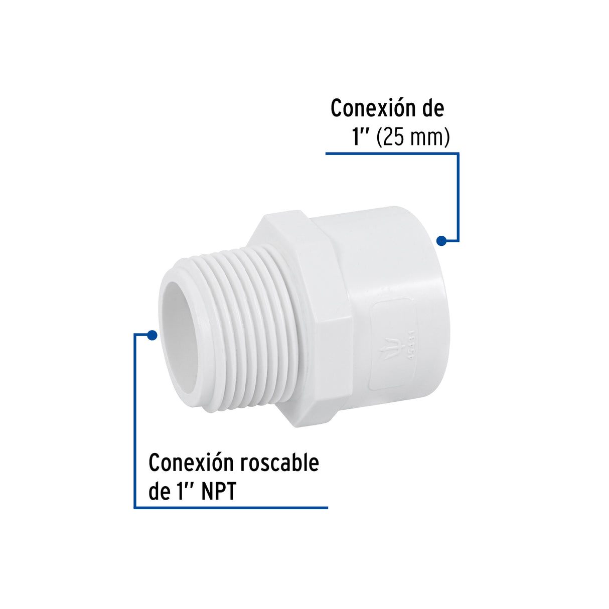 Adaptador Macho de PVC de 1', Foset