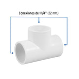 Tee Sencilla de PVC 1-1/4', Foset