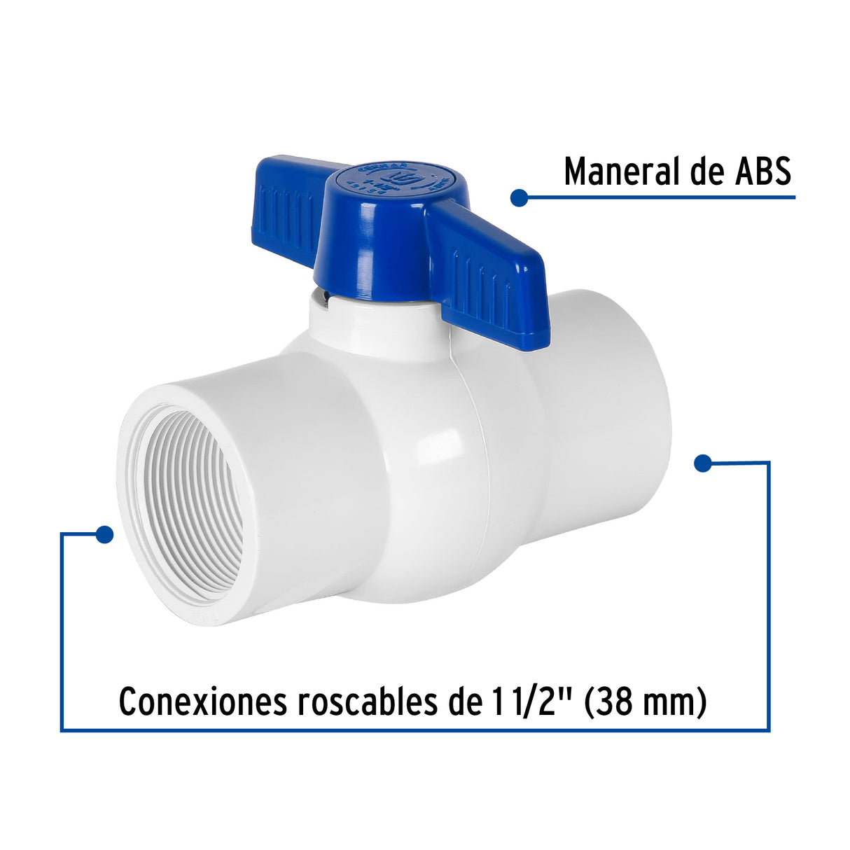 Válvula Esfera de PVC 1-1/2' Roscable, Foset