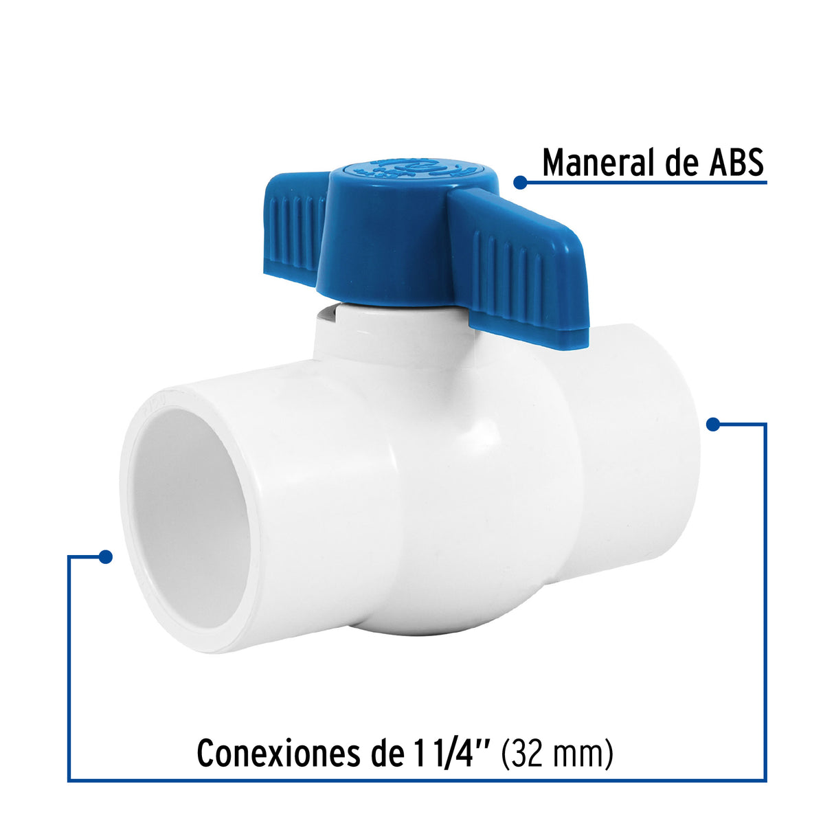 Válvula de Esfera de PVC 1 1/4' para Cementar, Foset