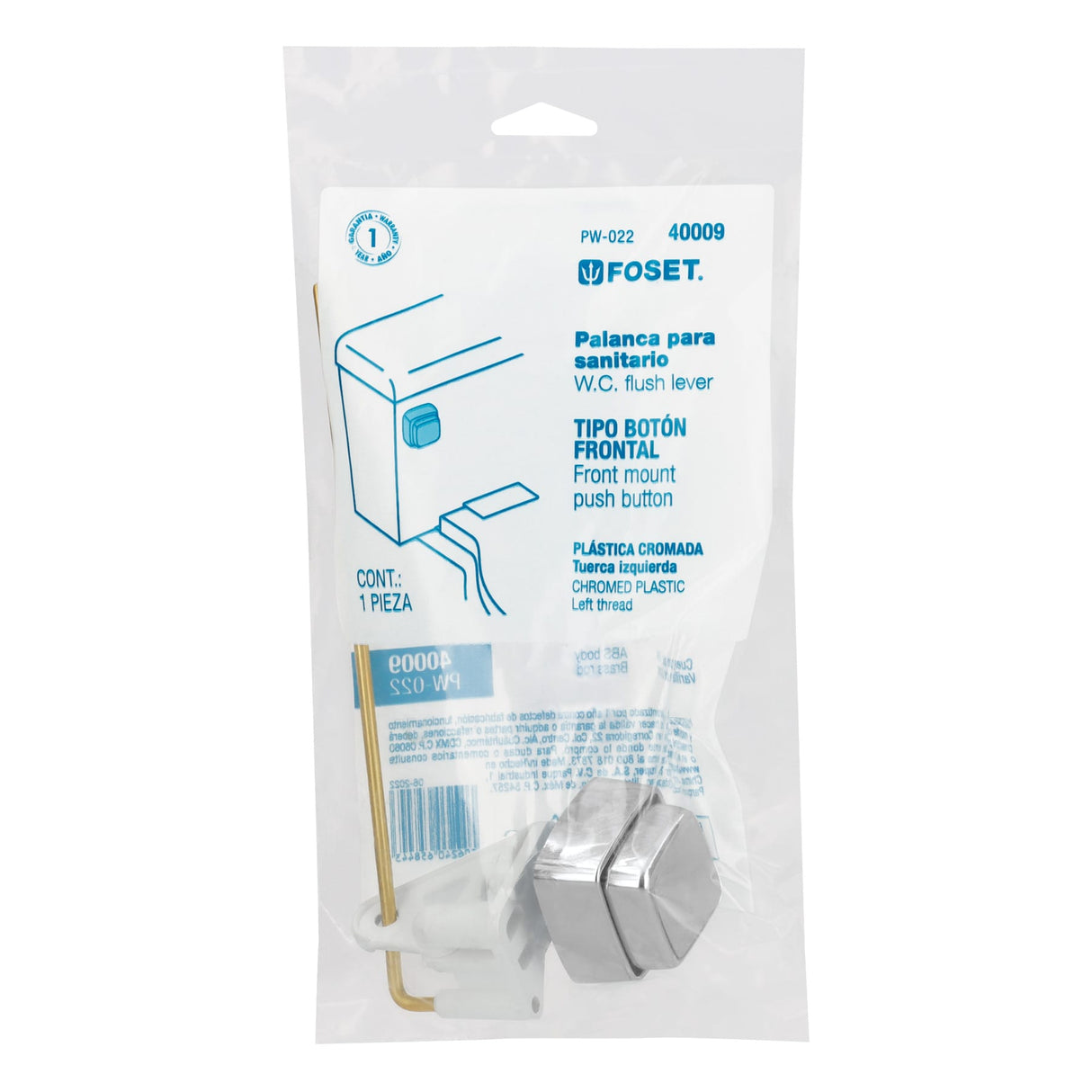 Botón Frontal Plástico Cromado para Wc, Foset