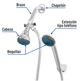 Regadera 2-1/2' con Extensión Tipo Teléfono, Foset Basic