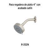 Regadera Satín 4'con 5 Funciones, sin Brazo, Foset Element