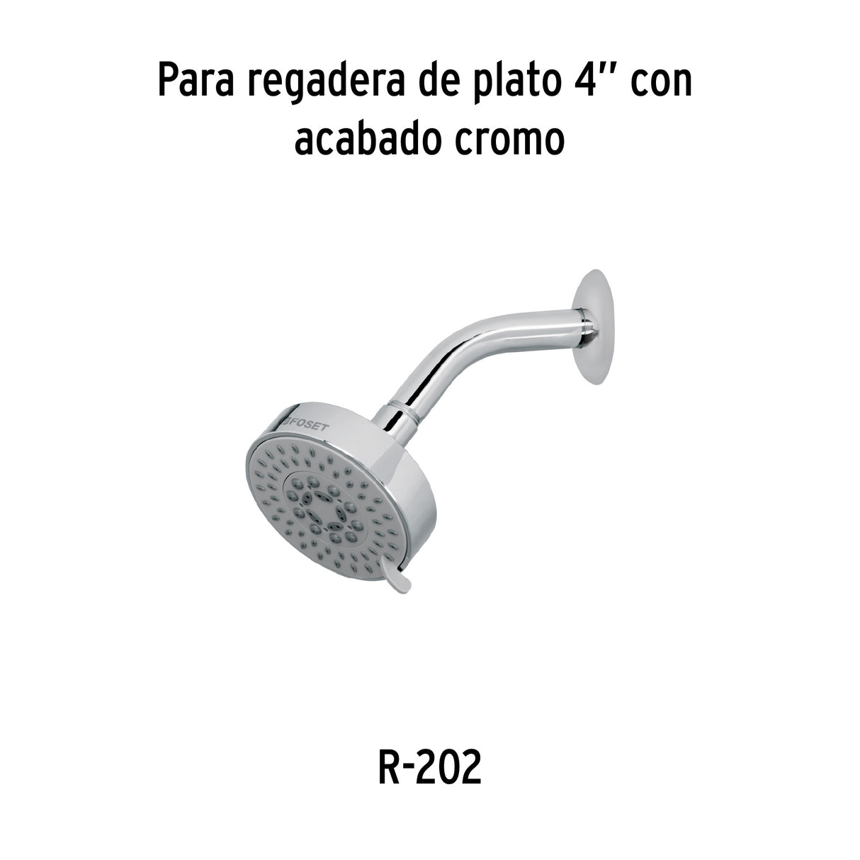 Regadera Cromo 4'con 5 Funciones, sin Brazo, Foset Element