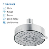 Regadera Cromo 4'con 5 Funciones, sin Brazo, Foset Element