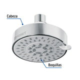 Regadera Cromo 4'con 5 Funciones, sin Brazo, Foset Element