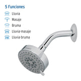 Regadera Cromo 4'con 5 Funciones, con Brazo, Foset Element