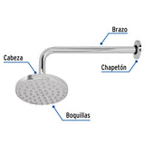 Regadera Cromo 6' Plato Redondo, con Brazo, Foset Element