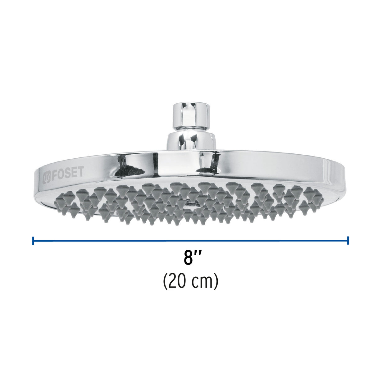 Regadera Cromo 8' Plato Redondo, sin Brazo, Foset Element