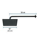 Regadera Plato Cuadrado 10' con Brazo, Negro, Foset Riviera