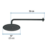 Regadera Plato Redondo 10' con Brazo, Negro, Foset Riviera