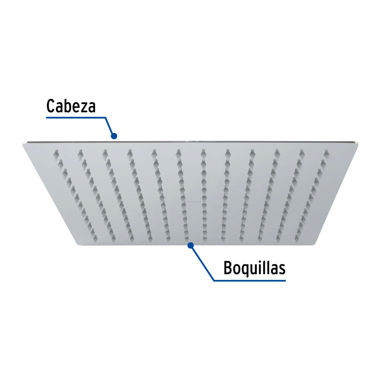 Regadera Plato Cuadrado 12' sin Brazo, Cromo, Foset Riviera
