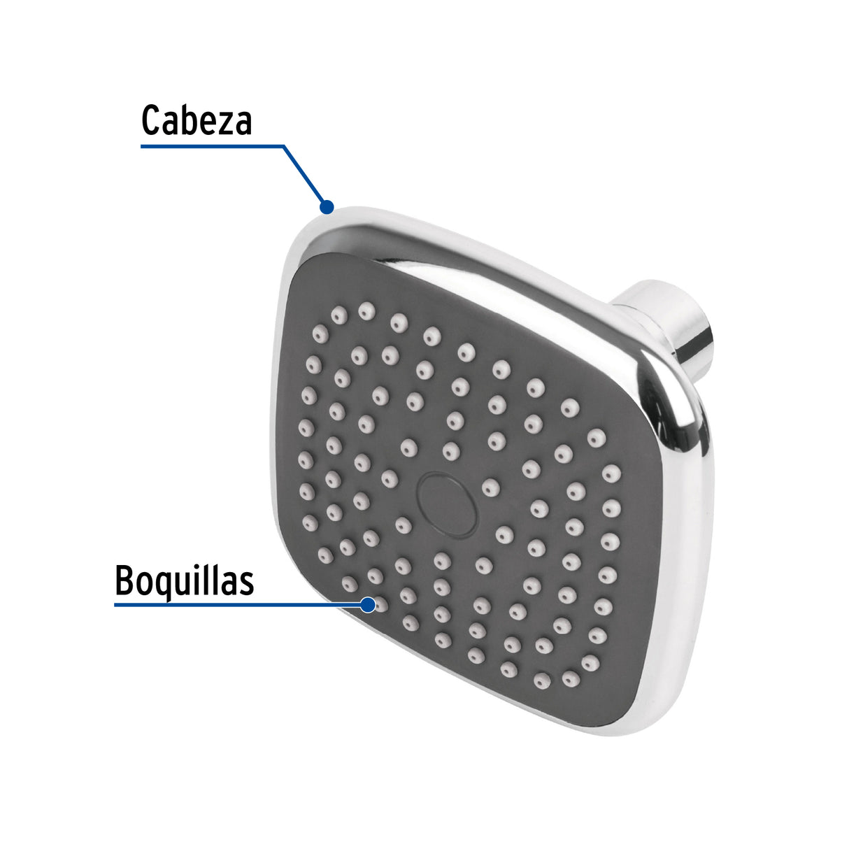 Regadera Cuadrada de ABS 3-3/4' sin Brazo, Foset Basic