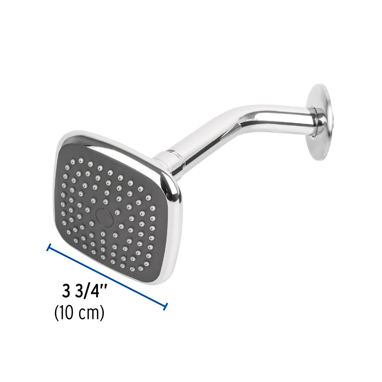 Regadera Cuadrada 3-3/4' Brazo y Chapetón de Acero, Basic