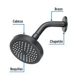 Regadera Redonda 4-1/4' Brazo y Chapetón, Negro, Basic