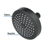 Regadera Redonda de ABS 4-1/4' sin Brazo, Negro, Basic