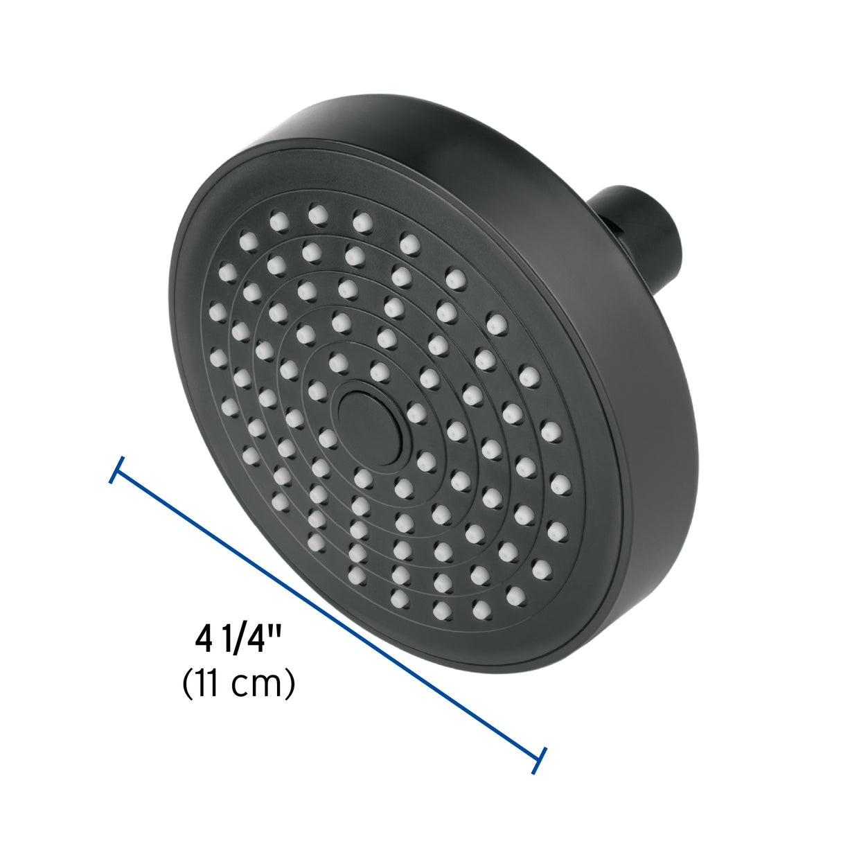 Regadera Redonda de ABS 4-1/4' sin Brazo, Negro, Basic