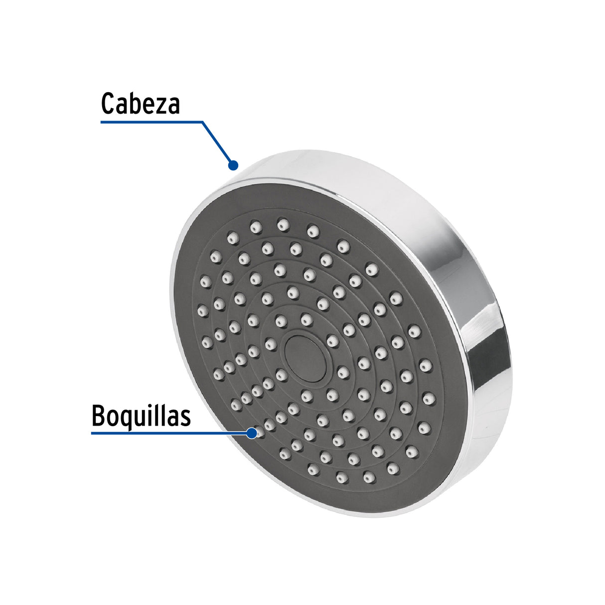 Regadera Redonda de ABS 4-1/4' sin Brazo, Foset Basic