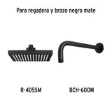 Regadera Cuadrada 8', ABS, con Brazo y Chapetón, Negro, Aqua