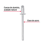Bolsa con 50 Remaches 1/8' X 1/8' de Aluminio, Ala 1/4'