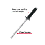 Bolsa C/50 Remaches 1/8'X3/8' Negros de Aluminio, Ala 1/4'