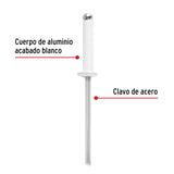 Bolsa C/50 Remaches 1/8'X1/2' Blancos de Aluminio, Ala 1/4'
