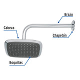 Regadera Cuadrada 8', ABS, con Brazo y Chapetón, Cromo, Aero