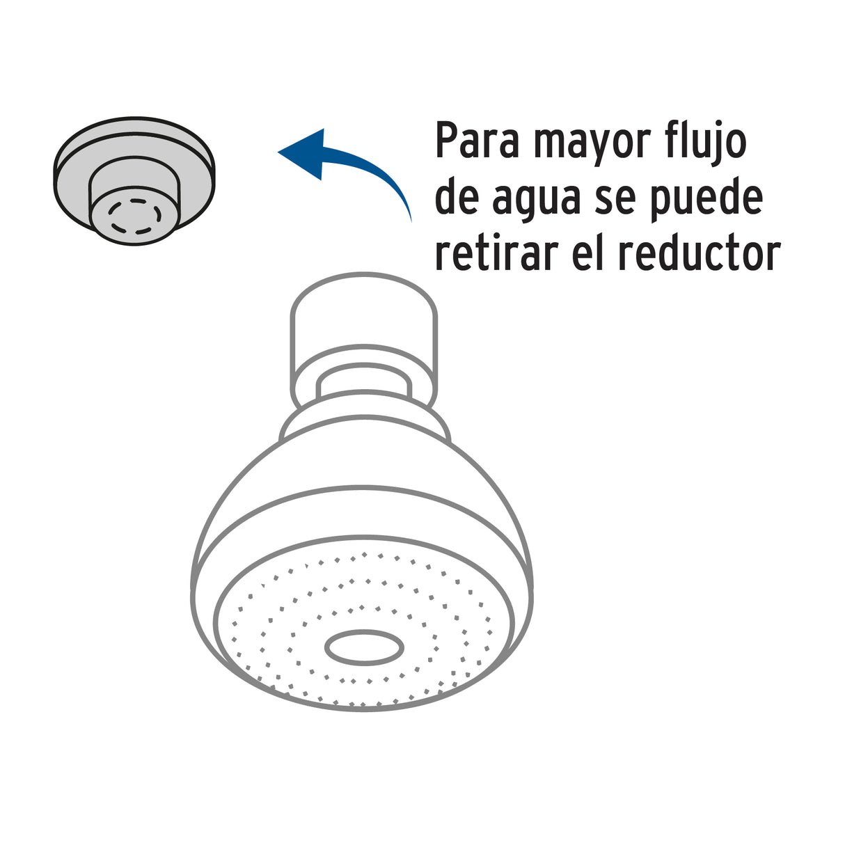 Regadera Redonda de ABS 2-1/2' Gris-blanca sin Brazo, Basic