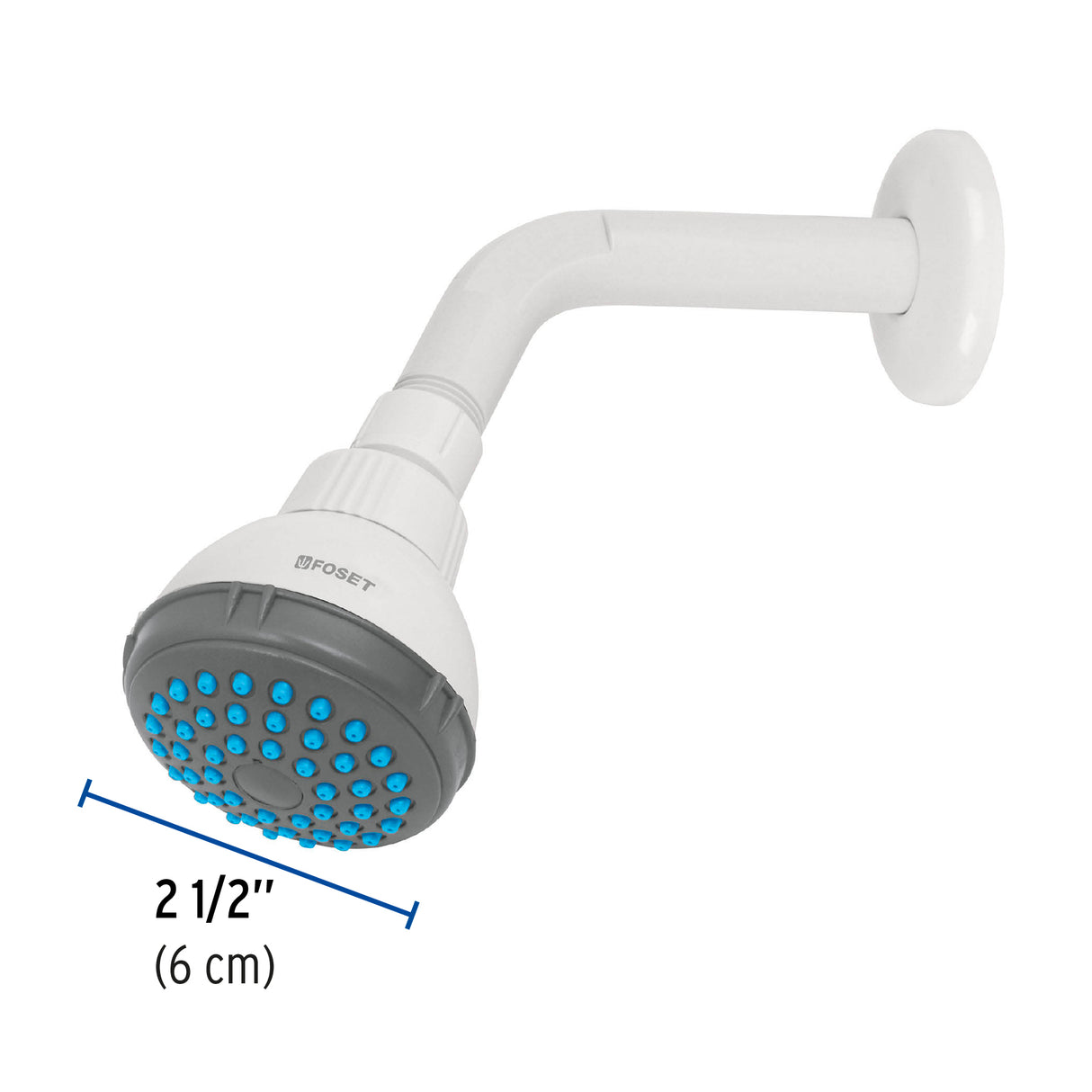 Regadera Plástica Redonda 2-1/2' Gris-blanca, Foset Basic