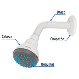 Regadera Plástica Redonda 2-1/2' Gris-blanca, Foset Basic