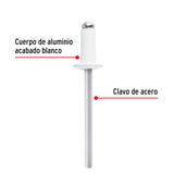 Bolsa C/50 Remaches 5/32'X1/4' Blancos Aluminio, Ala 5/16'