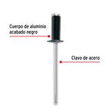 Bolsa C/50 Remaches 5/32'X1/4' Negros de Aluminio, Ala 5/16'