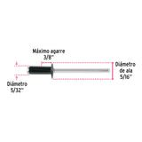 Bolsa C/50 Remaches 5/32'X3/8' Negros de Aluminio, Ala 5/16'
