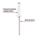 Bolsa C/50 Remaches 5/32'X1/2' Blancos Aluminio, Ala 5/16'