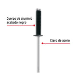 Bolsa C/50 Remaches 5/32'X1/2' Negros de Aluminio, Ala 5/16'