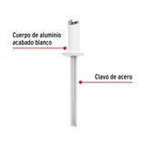 Bolsa C/50 Remaches 3/16'X3/8' Blancos de Aluminio, Ala 3/8'