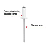 Bolsa C/50 Remaches 3/16'X1/2' Blancos de Aluminio, Ala 3/8'