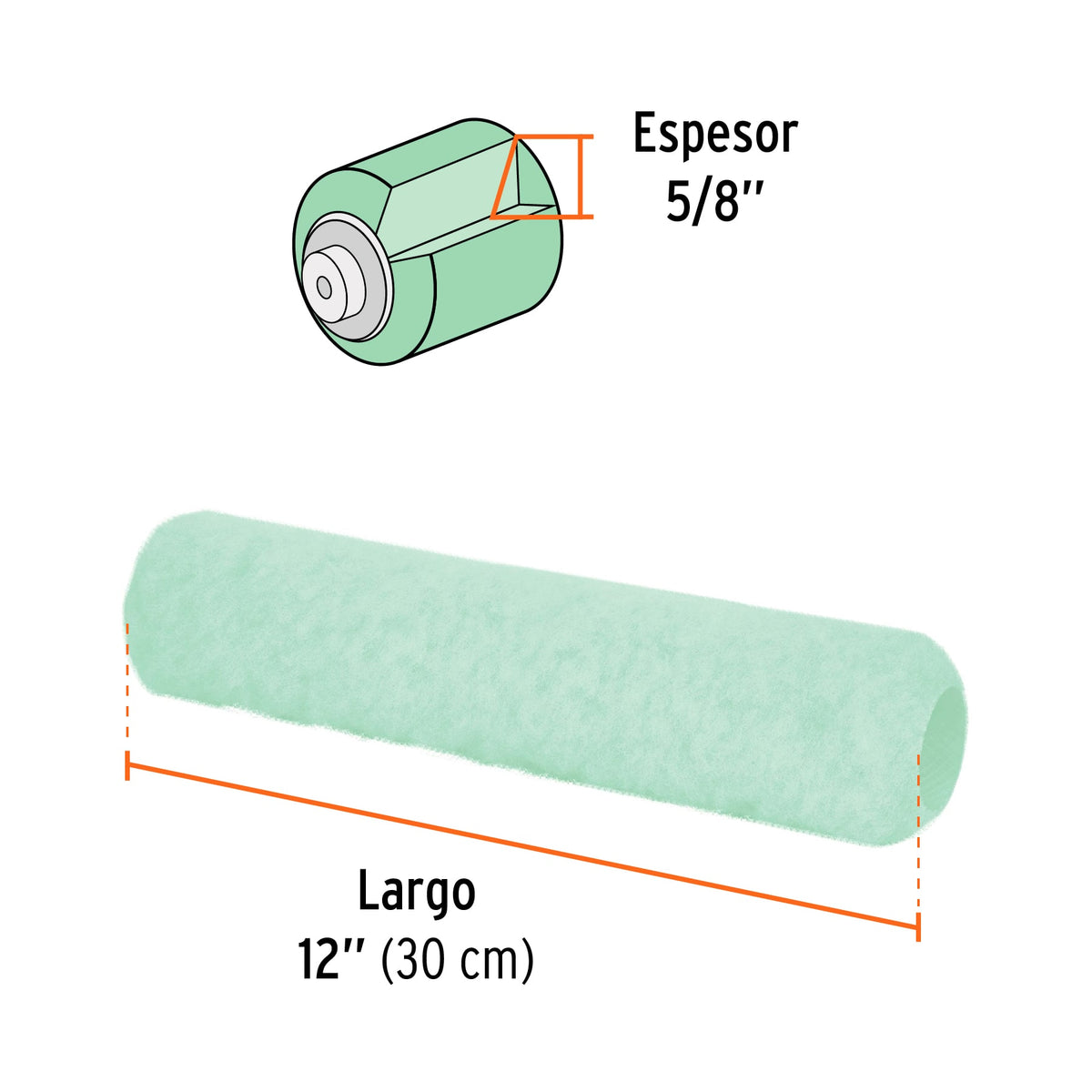 Felpa para Rodillo 12'X5/8' Superficies Poco Rugosas, Truper