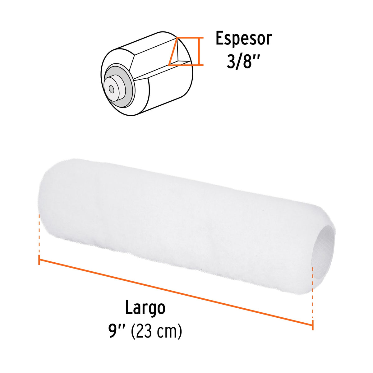 Felpa para Rodillo 9' X 3/8' Superficies Lisas, Truper