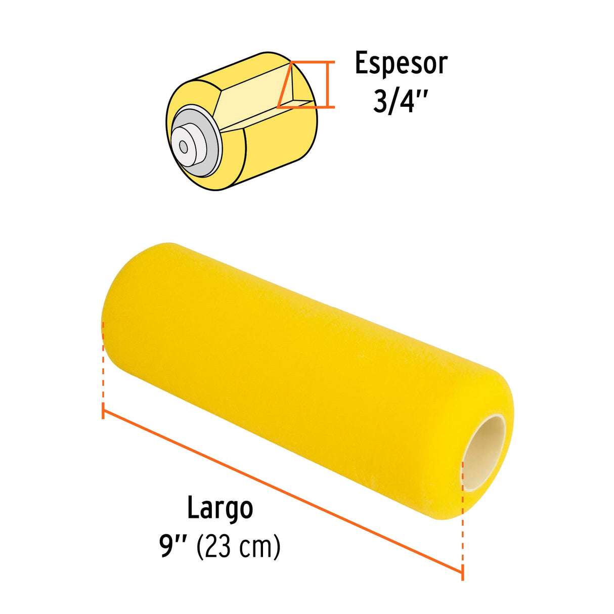 Felpa para Rodillo 9' X 3/4' de Esponja, Superficies Rugosas
