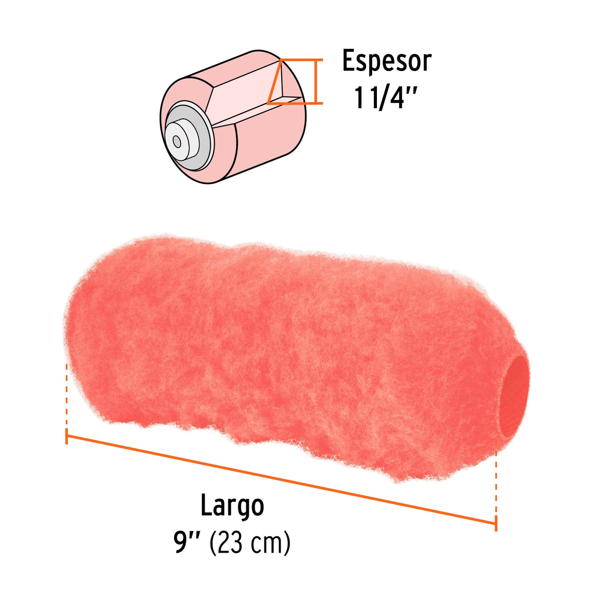 Felpa para Rodillo 9X1-1/4' Superficies Extrarrugosas Truper