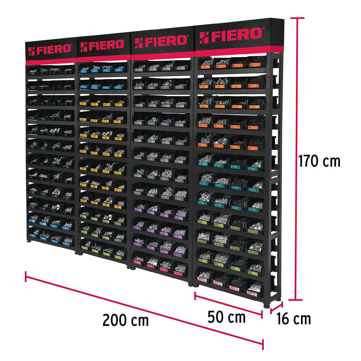 Rack Modular con Tornillos, 192 Gavetas
