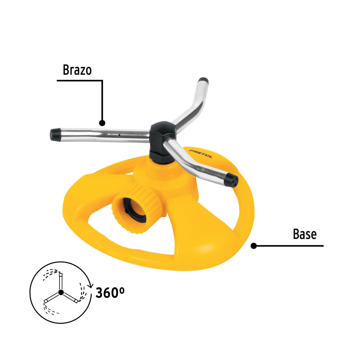 Aspersor Giratorio de 3 Brazos con Base Plástica, Pretul