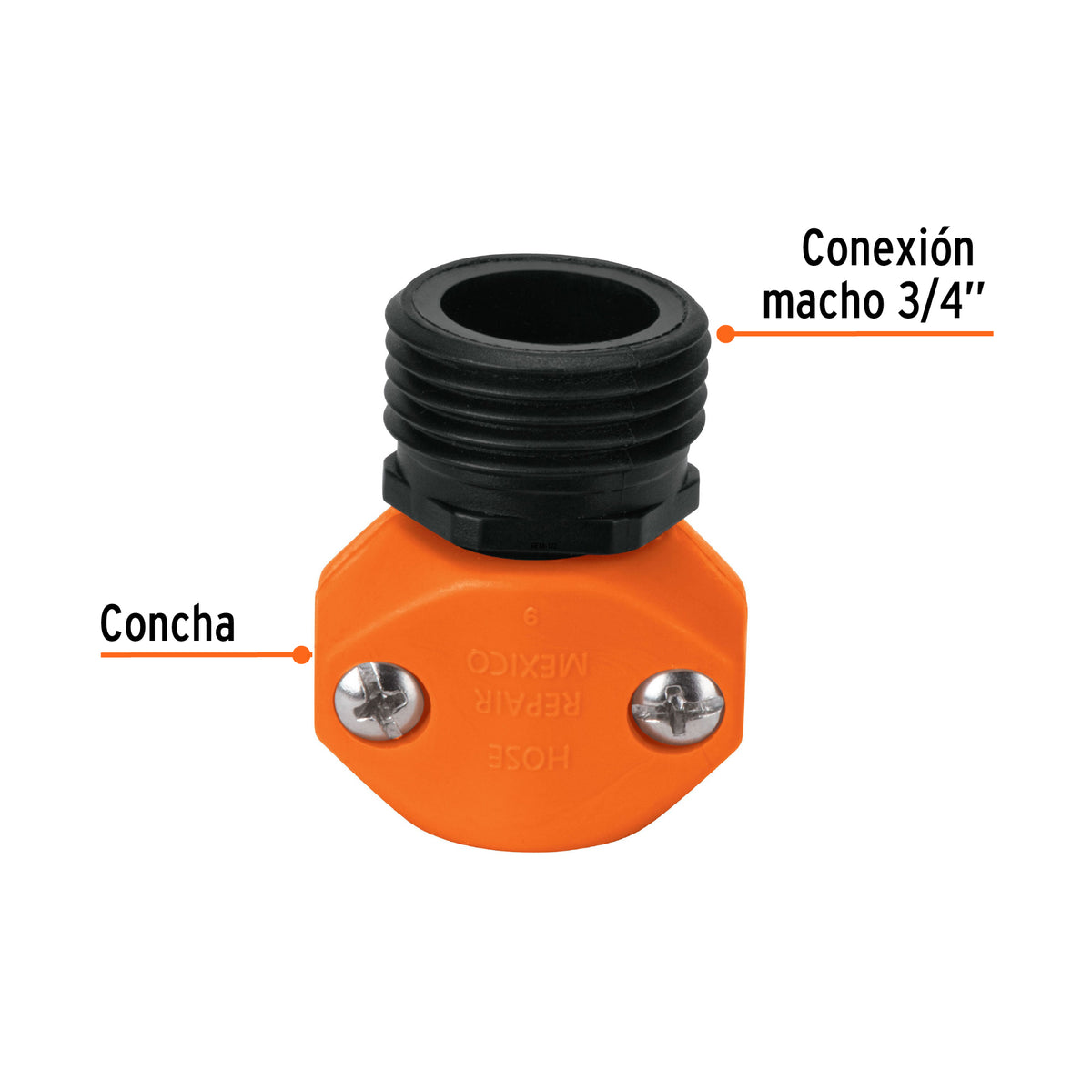 Conector 1/2' Macho de ABS para Manguera, Truper