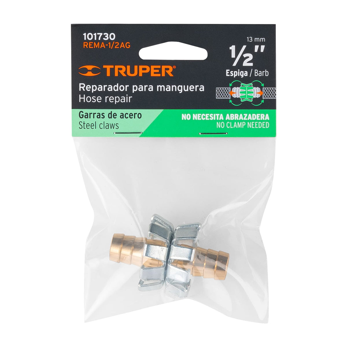 Reparador de Aluminio 1/2', Tipo Garra para Manguera