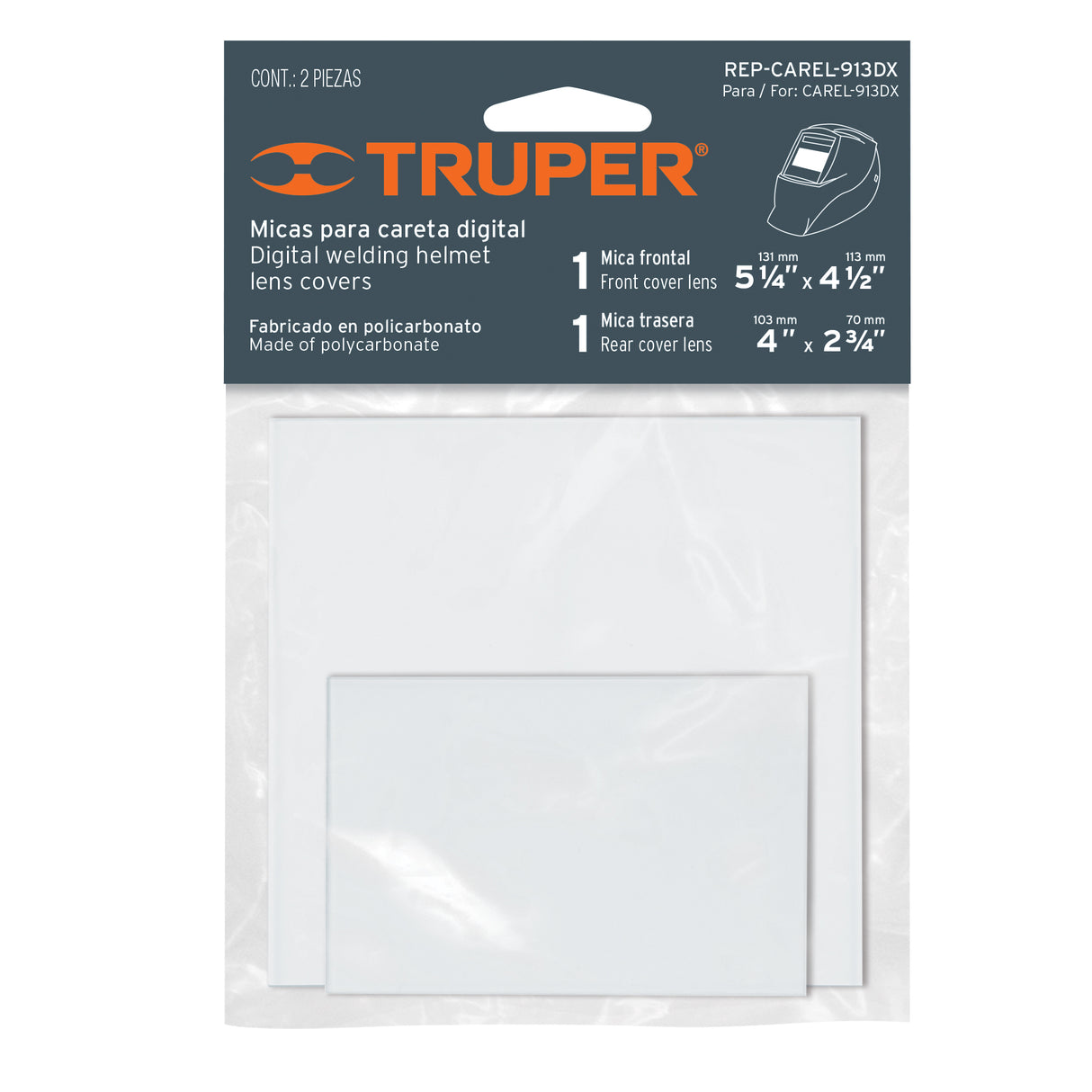 Bolsa con 2 Micas para Careta CAREL-913DX (2020), Truper